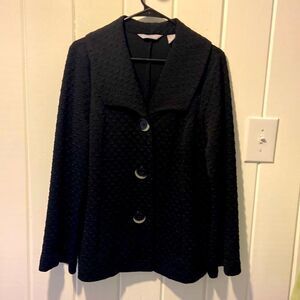 Black‎ Polyester Jacket with huge buttons